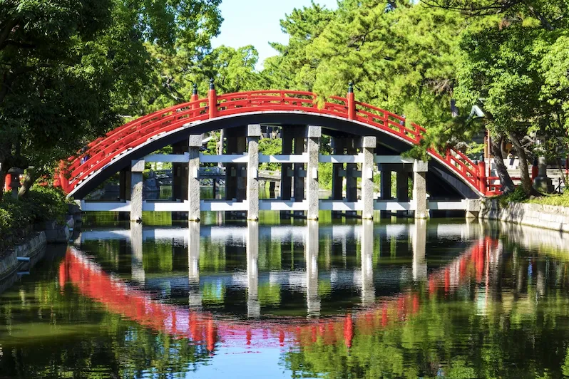 Sorihashi Taiko-bashi Bridge at Sumiyoshi Taisha in Osaka