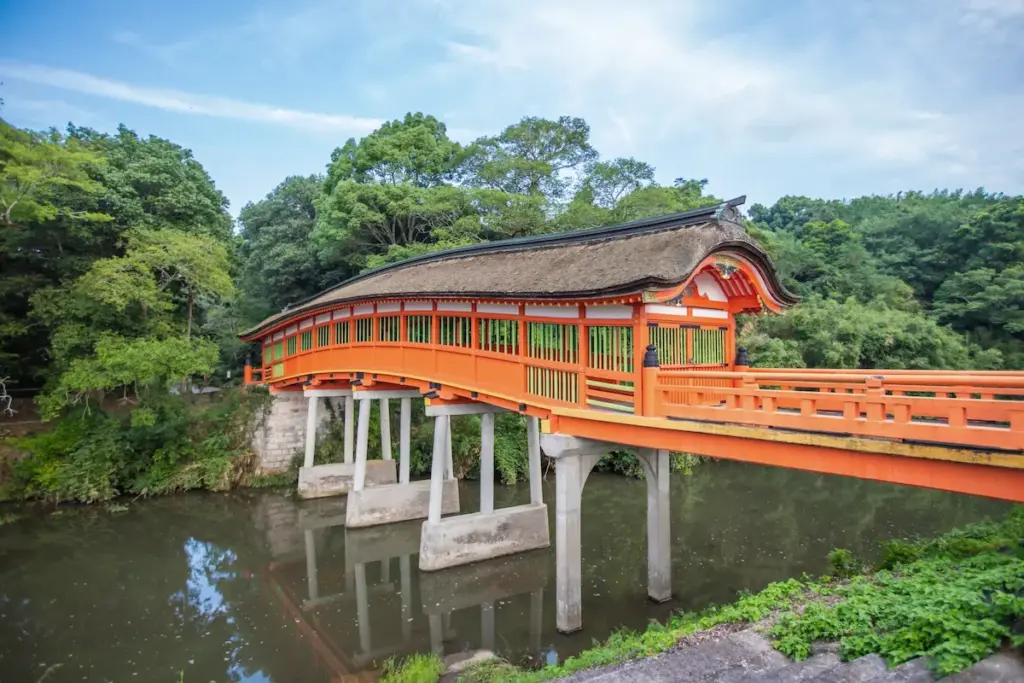 Kurehashi Bridge (roofed bridge) at Usa Jingu in Usa, Oita.